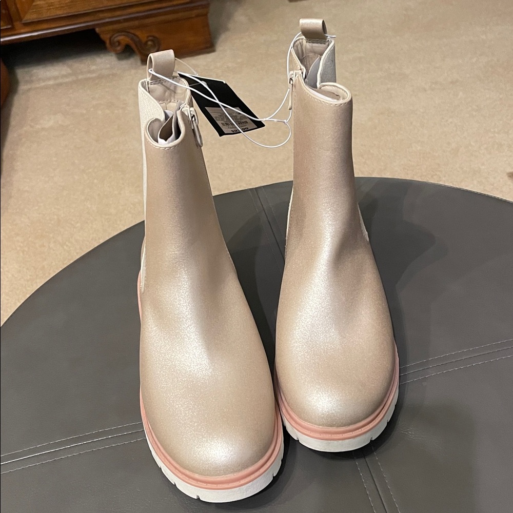 Shimmering Cream Gold Ankle Boots - Picture 2 of 7